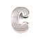 Brass Beads, Long-Lasting Plated, Rack Plating, Lead Free & Cadmium Free, Platinum, Letter C, 13x9x4.5mm, Hole: 11x3mm