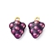 304 Stainless Steel Enamel Pendants, Ion Plating(IP), Real 18K Gold Plated, Grape, 15x11x5.5mm, Hole: 1.5mm