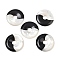 Natural Black Onyx(Dyed & Heated) with Natural White Shell Pendants, Yin-yang Donut/Pi Disc Charms, 25x4mm, Hole: 6mm