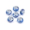 Transparent Glass European Beads, Large Hole Beads, with Brass Cores, AB Color Plated, Faceted, Rondelle, Cornflower Blue, 13.5~14x9~9.5mm, Hole: 5mm