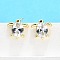 Brass Micro Pave Clear Cubic Zirconia Stud Earrings, Long-Lasting Plated, Lead Free & Cadmium Free, Real 18K Gold Plated, Tortoise, 10.5x11.5mm