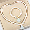 Natural Freshwater Pearl Beaded Necklace & Bracelets Sets for Women, Platinum, 450mm, 2pcs/set