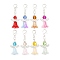 8Pcs Alloy & Glass Angel Pendant Decoratons, with Alloy Lobster Claw Clasps, Silver, 39mm