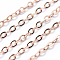 Brass Cable Chains, Soldered, Long-Lasting Plated, Flat Oval, Cadmium Free & Lead Free, Real Rose Gold Plated, Link: 2.5x2x0.3mm