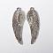 Metal Alloy Pendants, Lead Free and Cadmium Free & Nickel Free, Wings, Antique Silver, 37x12x2mm, Hole: 1.5mm