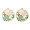 Rack Plating Alloy Enamel Pendants, Golden, Ring with Flower & Bird Charm, Light Blue, 30.5x27x1mm, Hole: 2mm