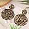Leopard Print Alloy Dangle Stud Earrings, Golden, Flat Round, 106x75mm