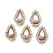 Sew on Rhinestone, Transparent Glass Rhinestone, with Iron Prong Settings, Faceted, Teardrop, Violet, 18x13x7mm, Hole: 1.5mm