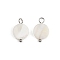 Natural Shell Disc Pendants, with 304 Stainless Steel Loops, Seashell Color, Stainless Steel Color, 15.5~17x10~10.5x2.5~3.5mm, Hole: 2~3mm