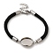 Milan Cord & 304 Stainless Steel Bracelets Making, with Round Tray, Black, Tray: 16mm, 7-3/8 inch(18.6cm)