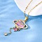 304 Stainless Steel Hot Pearl Enamel Constellation Planet Pendant Necklaces, with Crystal Rhinestone, Golden, Virgo, 15.94 inch(40.5cm)
