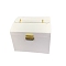 3-Layer Imitation Leather Jewelry Drawer Organizer Box with Handle and Mirror Inside, for Necklaces, Rings, Earrings and Pendants, Rectangle, White, 18x14x13cm