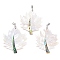 Natural Paua Shell & White Shell Pendants, Leaf Charms with Brass Bails, Platinum, Rack Plating, Antique White, 44.5~45x38~40x3.5mm, Hole: 4.5x4mm