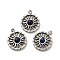 Natural Lapis Lazuli Sun Charms, with 304 Stainless Steel Settings, Stainless Steel Color, 14.5x12x3mm, Hole: 1.4mm
