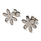 Non-Tarnish 201 Stainless Steel Stud Earrings Finding, with 304 Stainless Steel Pins, Flower, Stainless Steel Color, 13x11.5mm, Hole: 1mm, Pin: 0.8mm
