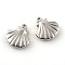 Tarnish Resistant 201 Stainless Steel Charms, Scallop, Stainless Steel Color, 14.5x13.5x3.5mm, Hole: 1.5~2mm