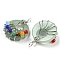 Chakra Natural Green Aventurine Flat Round Pendants, 7 Chakra Charms with Rack Plating Copper Wire Wrapped, Platinum, 39x28~29x11~23mm, Hole: 5mm