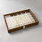 Rectangle Wood Jewelry Set Storage Boxes, with Glass Visible Window Lid and Floral White PU Leather Mat Inside, Peru, 36x24.7~25.5x5.1cm