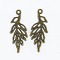 Tibetan Style Alloy Pendants, Cadmium Free & Nickel Free & Lead Free, Leaf, Antique Bronze, 29x11x1mm, Hole: 1mm
