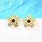 304 Stainless Steel Stud Earrings, with Rhinestone, Ion Plating(IP), Flower, Real 18K Gold Plated, 10x10mm