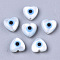 Natural White Shell Mother of Pearl Shell Beads, with Synthetic Turquoise, Heart with Evil Eye, Deep Sky Blue, 6x6x3mm, Hole: 0.7mm