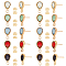 20Pcs 5 Color Alloy Stud Earring Finding, with Resin Rhinestone and Horizontal Loops, Teardrop, with 100Pcs 304 Stainless Steel Ear Nuts, Golden, Mixed Color, 15x9mm, Hole: 2mm, Pin: 0.8mm, 4Pcs/color
