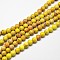 Natural Imperial Jasper Beads Strands, Round, Dyed, Yellow, 8mm, Hole: 1mm, about 45~47pcs/strand, 37.5~38cm