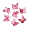 Transparent Spray Painted Glass Charms, with Glitter Powder, Butterfly, Indian Red, 9.5x11x3mm, Hole: 0.8mm