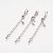 Iron Chain Extender, with Brass Folding Crimp Ends, Platinum, 67mm, Lobster Clasp: 12x8x3mm, End: 9x4mm,3mm inner diameter