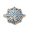 Rack Plating Brass Pave Turquoise Cubic Zirconia Connector Charms, Long-Lasting Plated, Lead Free & Cadmium Free, Halloween Spider Web Links, Platinum, 21x17x4.5mm, Hole: 1mm