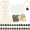 DIY Initial Letter A~Z Alphabet Brass Enamel Wine Glass Charm Rings Making Kits, Black, 14x12x2mm, Hole: 1.5mm