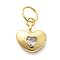 925 Sterling Silver Cubic Zirconia Pendants, Heart Charms, with Jump Ring, Golden, 9.5x8x3mm