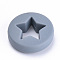 Food Grade Eco-Friendly Silicone Focal Beads, Flat Round with Star, Slate Gray, 21x7mm, Hole: 2mm