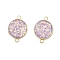 Rack Plating Brass Flat Round Connector Charms with Synthetic Opal, Long-Lasting Plated, Golden, Plum, 18.5x13x4mm, Hole: 1.8mm