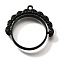 Alloy Open Back Bezel Pendants, For DIY UV Resin, Epoxy Resin, Cadmium Free & Nickel Free & Lead Free, Flat Round with Leaf, Black, 26x27x3.5mm, Hole: 1.5mm