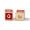 Rack Plating Brass Enamel Beads, Cadmium Free & Nickel Free & Lead Free, Real 18K Gold Plated, Cube with Letter, Red, Letter.Q, 6x6x6mm, Hole: 2.5mm