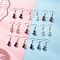 Round Gemstone Dangle Earrings, with 304 Stainless Steel Earring Hooks, Platinum, Mixed Color, 41.5~42x8.5mm