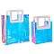 PVC Laser Transparent Bag, Tote Bag, with PU Leather Handles, for Gift or Present Packaging, Rectangle, White, Finished Product: 25.5~32x18~25x10~15cm, 2pcs/set