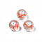 Translucent Acrylic Cabochons, with ABS Imitation Pearl Beads and Hay, Round, Coral, 10x9.5mm