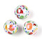 Printed Opaque Acrylic Beads, Round with Fruit Pattern, AB Color, Orange & Watermelon & Pineapple, 15.9mm, Hole: 2.8mm