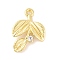 Alloy with Rhinestone Charms, Leaf, Golden, 13.5x20x3.5mm, Hole: 1.4mm