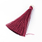 Nylon Thread Tassel Big Pendants Decoration, with Brass Findings, Golden, Dark Red, 63~66x7mm, Hole: 7mm