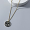 Fitness Barbell Alloy Black Enamel Pendant Necklaces for Men, Golden, 23.62 inch(60cm)