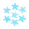 Frosted Glass Beads, Starfish, with Gold Powder, Deep Sky Blue, 15x16x8mm, Hole: 1mm, about 909pcs/1000g