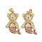Brass Micro Pave Cubic Zirconia Pendants, Bear Charms, Cadmium Free & Lead Free, Rack Plating, Long-Lasting Plated, Real 18K Gold Plated, 31x19x5.5mm, Hole: 5x3.5mm
