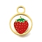 304 Stainless Steel Enamel Charms, Ion Plating(IP), Real 14K Gold Plated, Strawberry, 13x10x1mm, Hole: 2.5mm