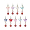 Natural Carnelian and Glass Pendants, Butterfly, with Golden Brass Tone Loop, Mixed Color, 47x14.5x8mm, Hole: 1.6mm