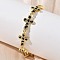 Brass Enamel Micro Pave Clear Cubic Zirconia Cross Link Chain Bracelets for Women, Rack Plating, Long-Lasting Plated, Cadmium Free & Lead Free, Real 18K Gold Plated, 7-5/8 inch(19.4cm)