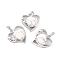 Natural Howlite Pendants, with Platinum Tone Brass Findings, Cadmium Free & Lead Free, Heart, Valentine's Day, 28x26x5mm, Hole: 8x5mm
