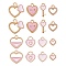 80Pcs 8 Style Light Gold Alloy Enamel Pendants, for Valentine's Day, Heart, Pink, 8.5~18x7~18x1.5~3mm, Hole: 1.6~2mm, 10pcs/style